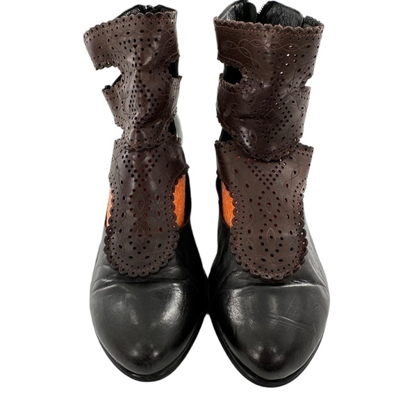 Anthropologie Everybody Chiseled Doily 41 
Black Brown leather Filigree Boots - Picture 2 of 12
